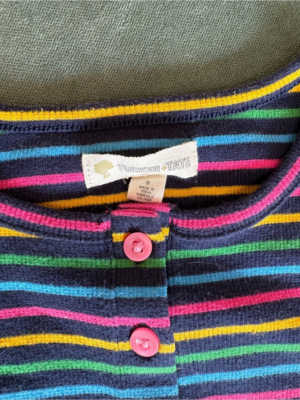 Tucker + Tate Navy Multi-Stripe Henley Long Sleeve Top - Picture 3 of 3